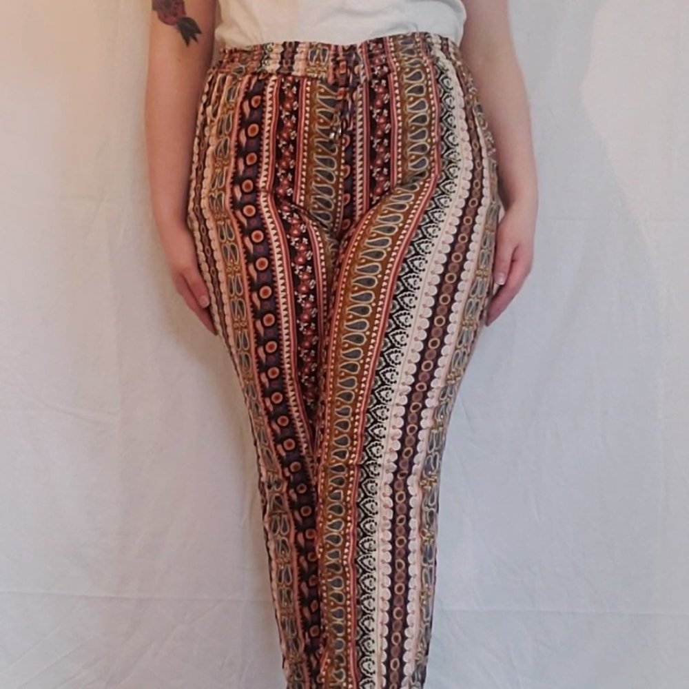Boho Patterned Brown/Tan AEO Joggers